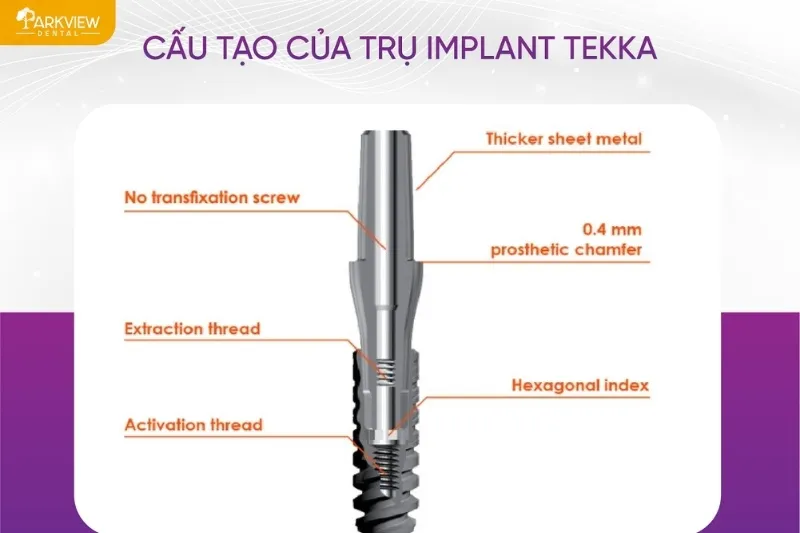 Cấu tạo của trụ Implant Tekka (Pháp)
